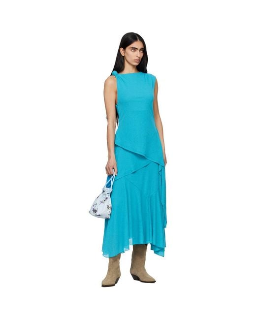 Ganni Blue Marl Mesh Maxi Dress