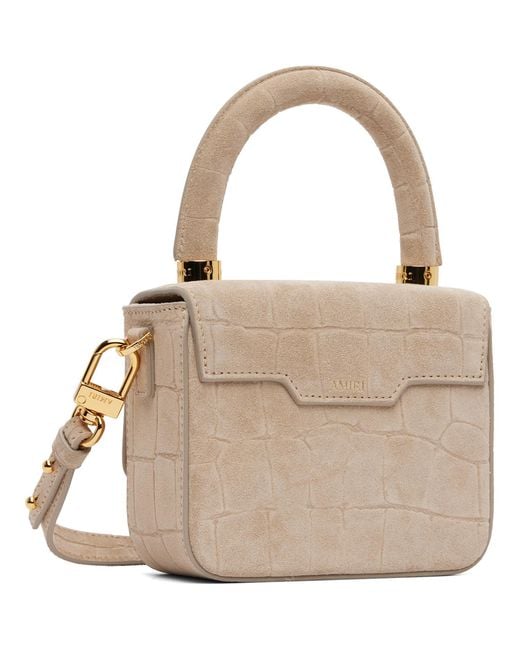 Amiri Gray Croc Suede Micro Ma Bag