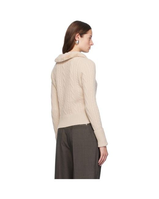 Blumarine Black Off- Faux-Fur Collar Cardigan