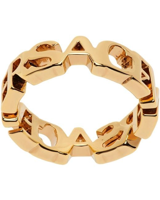 Bague dorée à logos Versace pour homme en coloris Metallic