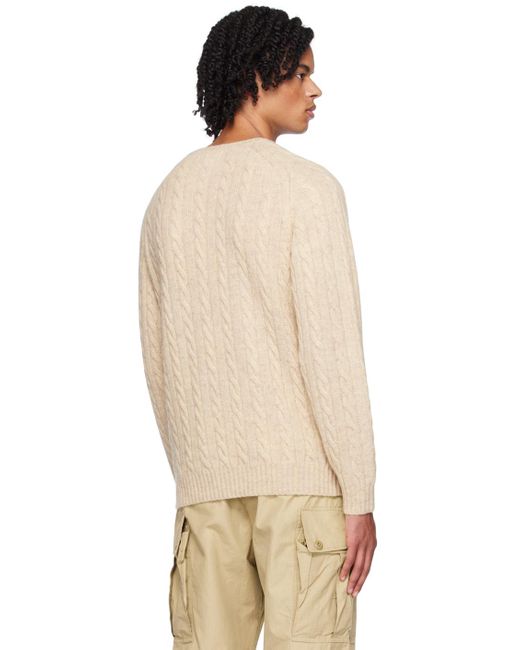 Beams Plus Natural Crewneck Sweater for men