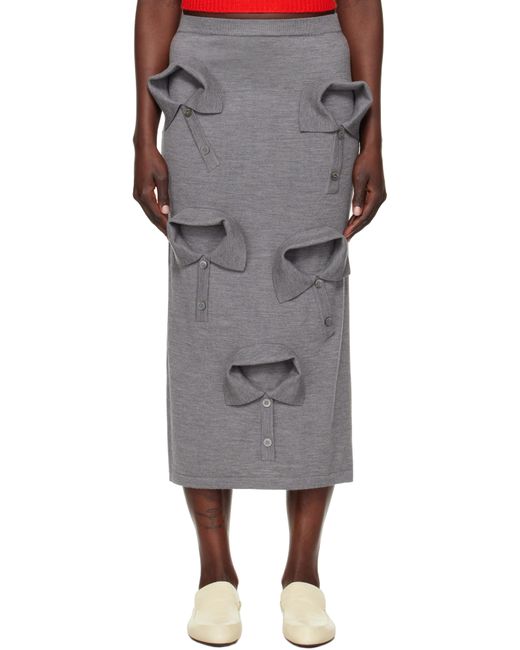 Moschino Gray Multi Collar Maxi Skirt