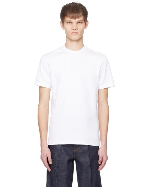 メンズ Ferragamo ホワイト ロゴパッチ Tシャツ White