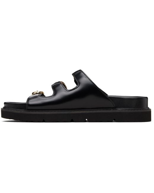 Marc Jacobs Black 'The Leather Kiki' Slide Sandals