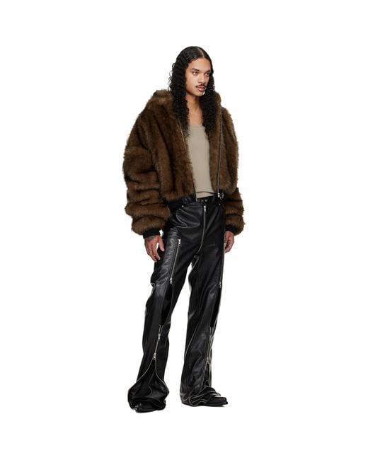 Lu'u Dan Black Zipped Riot 5-Pocket Faux-Leather Pants for men