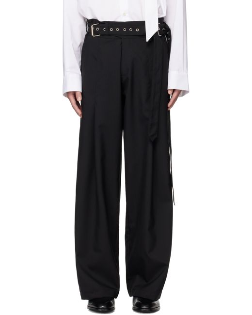 AV VATTEV Black Gurkha Pleated Trousers for men