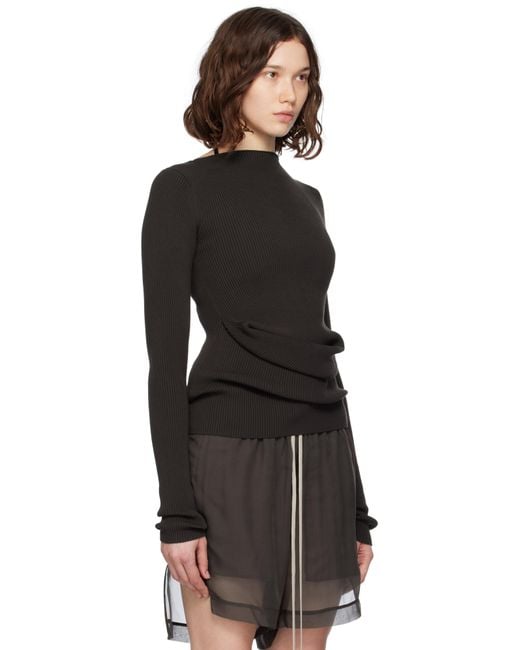 Rick Owens Black Concordians Ribbed Knit Babel Sweater