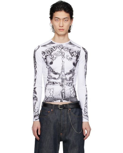 メンズ Jean Paul Gaultier ホワイト The Gaultier Paris 長袖tシャツ Black