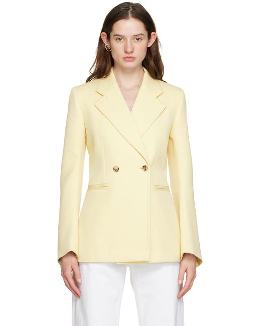 Bottega Veneta Yellow Curved Sleeves Blazer in Natural | Lyst