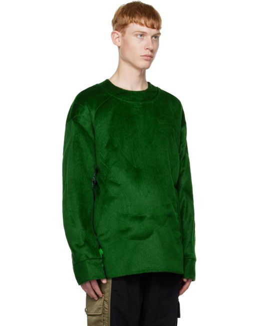 Feng Chen Wang Green Paneled Down Sweatshirt for men