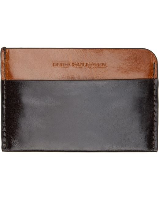 Dries Van Noten Black Leather Card Holder for men