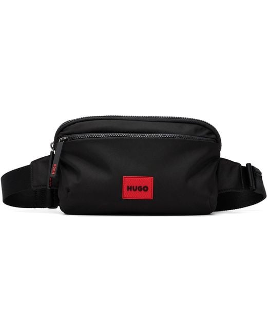 HUGO Black Canvas Belt Bag for men