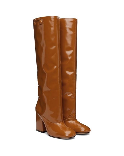 Marni Brown Leather Trunkaroo Knee-High Tall Boots