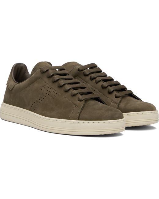 Tom Ford Black Khaki Nubuck Warwick Sneakers for men