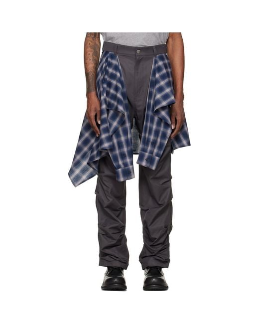 we11done Blue Shirt Wrapped Trousers for men