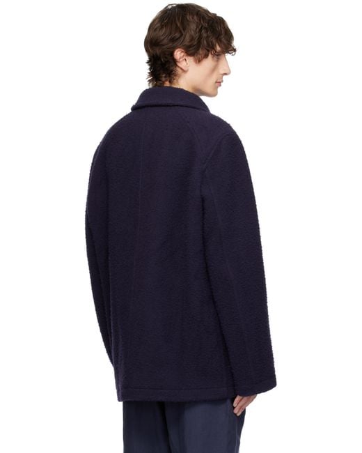 Drake's Blue Casentino Wool Short Duffle Jacket for men