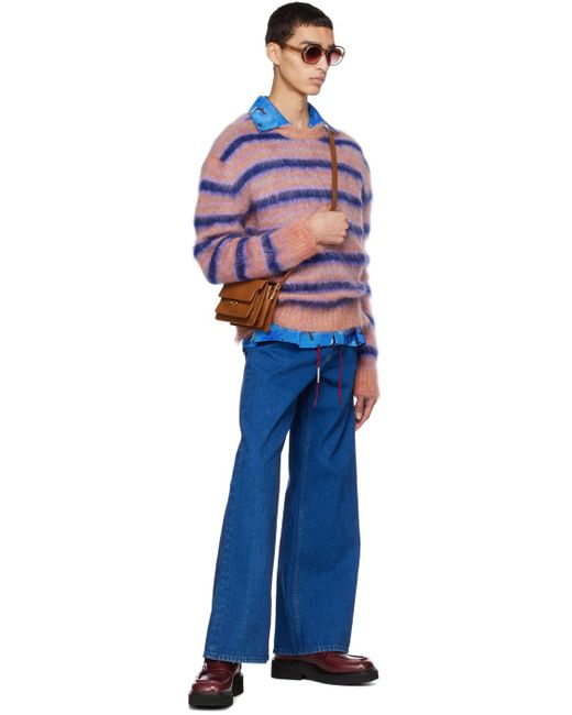 Marni Blue Pink Striped Sweater for men