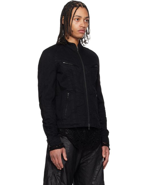 Julius Black Seamed Denim Jacket for men