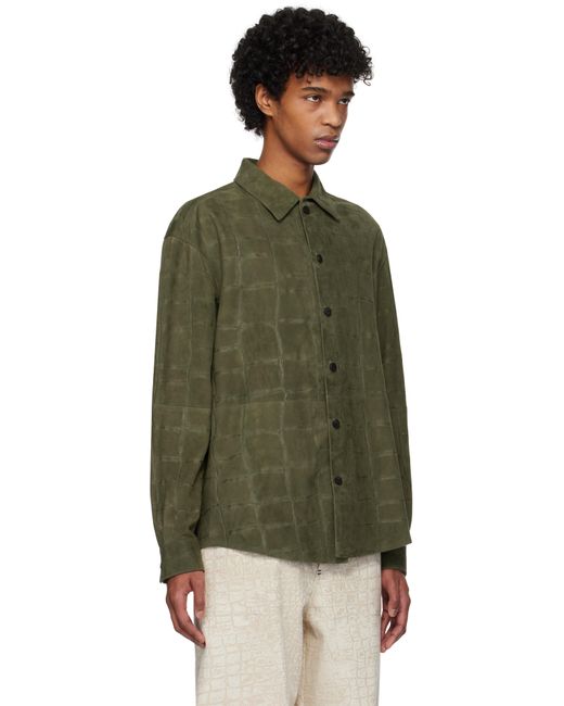 メンズ Jacquemus La Croisièreコレクション カーキ The Croco Leather シャツ Green