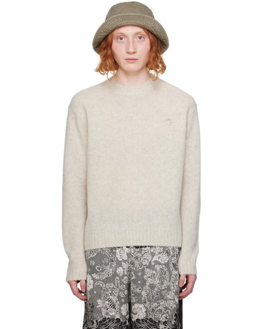 Acne Black Off-white Embroidered Sweater for men