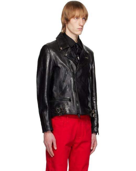 Undercover Black Zip-up Leather Jacket for men
