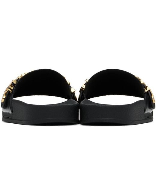 Moschino Black Lettering Logo Pool Slides