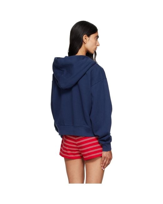 Sporty & Rich Blue Vendome La Embroidered Zip Hoodie