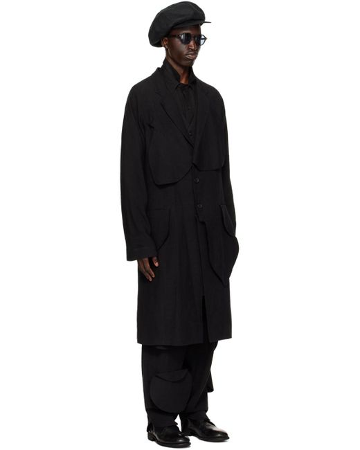 Yohji Yamamoto Black Paneled Coat for men