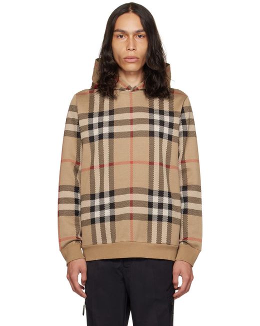 Burberry Multicolor Beige Check Hoodie for men