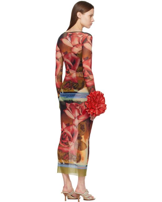 Jean Paul Gaultier レッド&ーン Roses マキシワンピース Multicolor