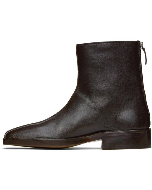 Lemaire Black Brown Piped Zipped Boots for men