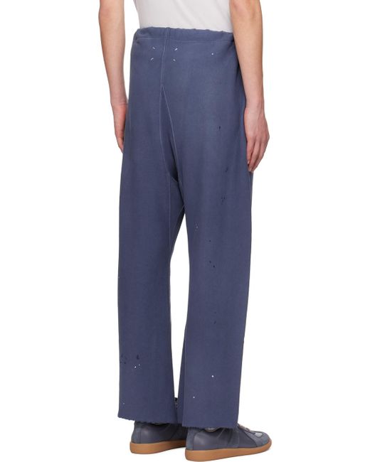 Maison Margiela Blue Paint Splatter Sweatpants for men