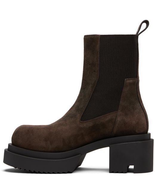 Rick Owens Brown Concordians Beatle Bogun Chelsea Boots for men