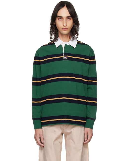 Tommy Hilfiger Green Rugby Stripe Polo for men