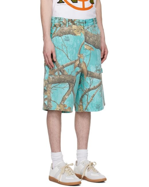メンズ AWAKE NY ブルー Frayed Script Painter ショートパンツ Blue