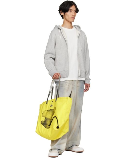 Vivienne Westwood Yellow Mouse Printed Canvas Utility Shopper Tote for men