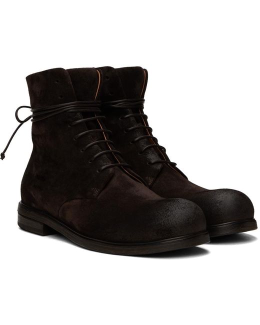 Marsèll Black Brown Zucca Media Lace-up Ankle Boots for men