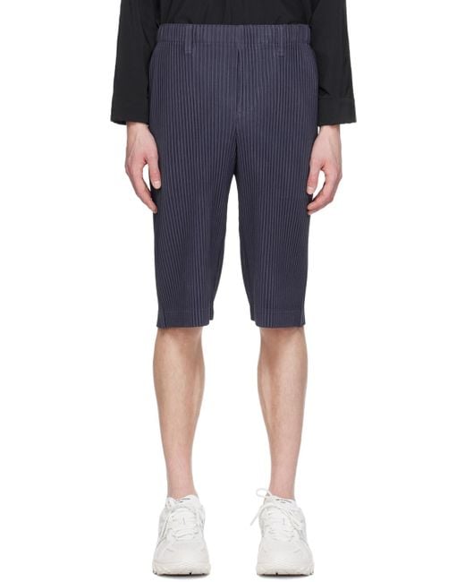 Homme Plissé Issey Miyake Blue Tailored Pleats Shorts for men