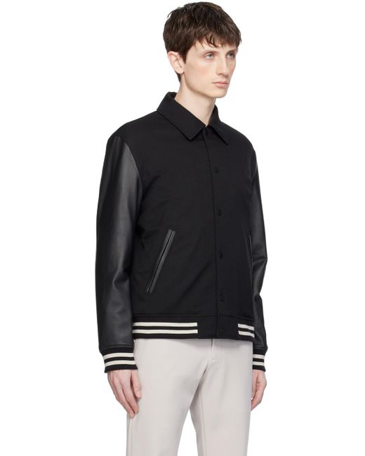 Theory Black Spread Collar Bomber Jacket for men