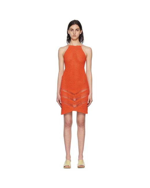 Bottega Veneta Black Orange Cotton Mini Dress