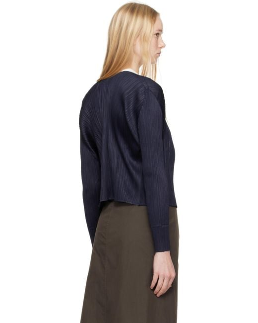 Pleats Please Issey Miyake Blue New Colorful Basics 4 Cardigan