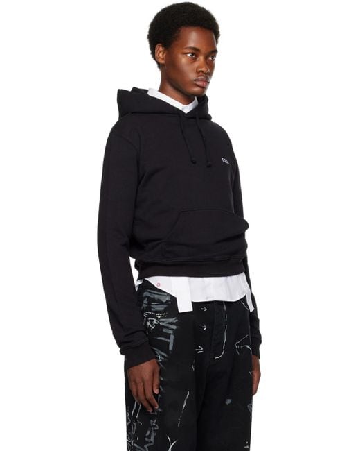 032c Black Toplayer Fitted Hoodie for men