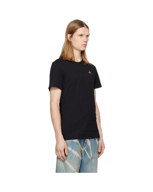 Vivienne Westwood Black Embroidered Logo T-Shirt for men