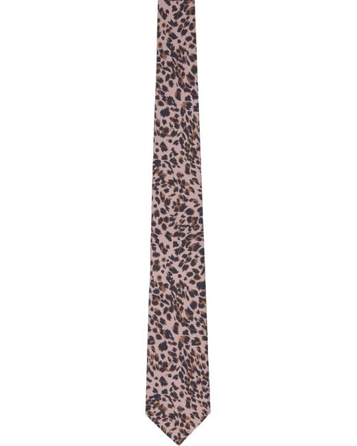 Paul Smith Black Leopard Print Silk Tie for men