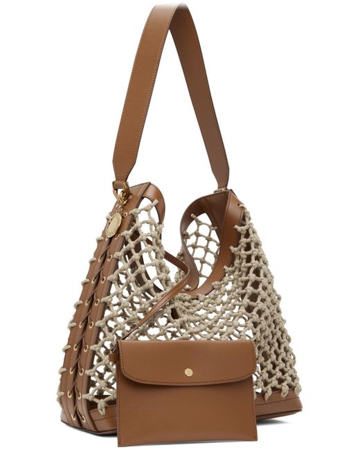 Stella McCartney Brown Tan Knotted Mesh Tote