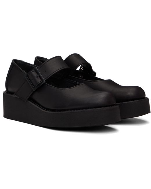 Yohji Yamamoto Black Soft Leather Platform Loafers