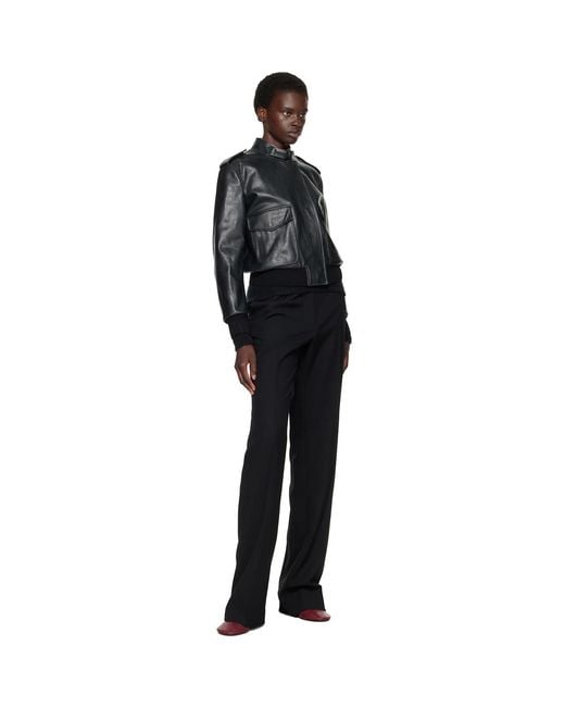 Tom Ford Black Natural Grain Leather Aviator Jacket