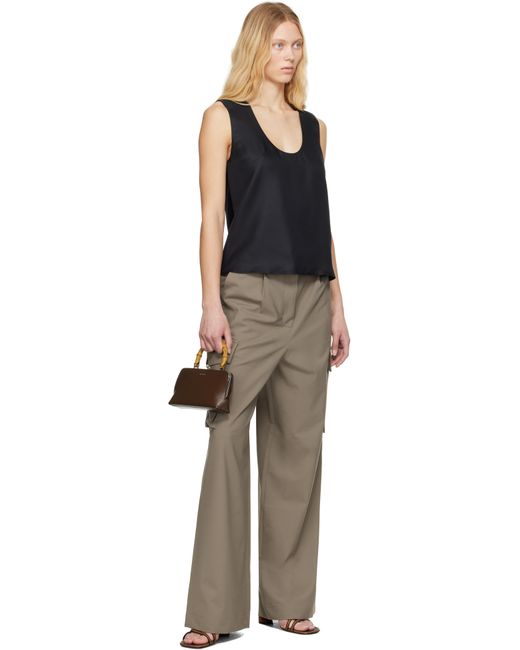 Rohe ブラック スクープネック シルク タンクトップ Black