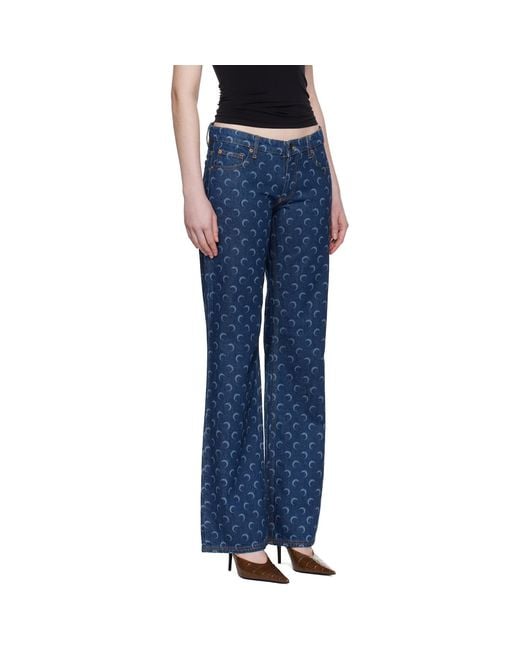 MARINE SERRE Blue Flare Jeans