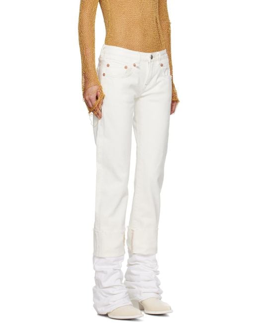 R13 White Cuffed Boy Jeans